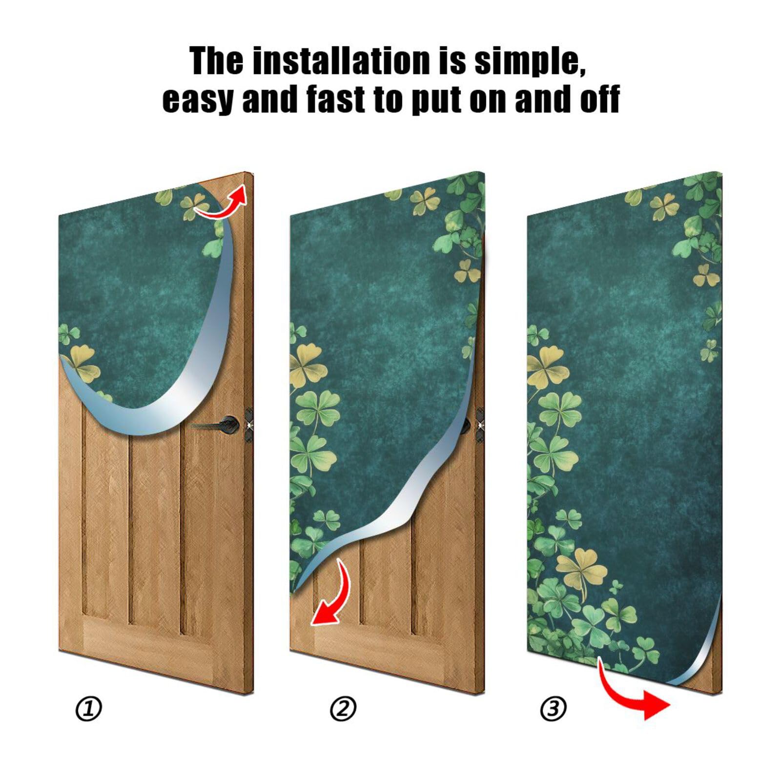 FLildon Clovers St Patrick's Theme Door Cover Decoration, Party Accessory Porch Decor for Festive Ornament Room Door Covers 35 x 79 Inch