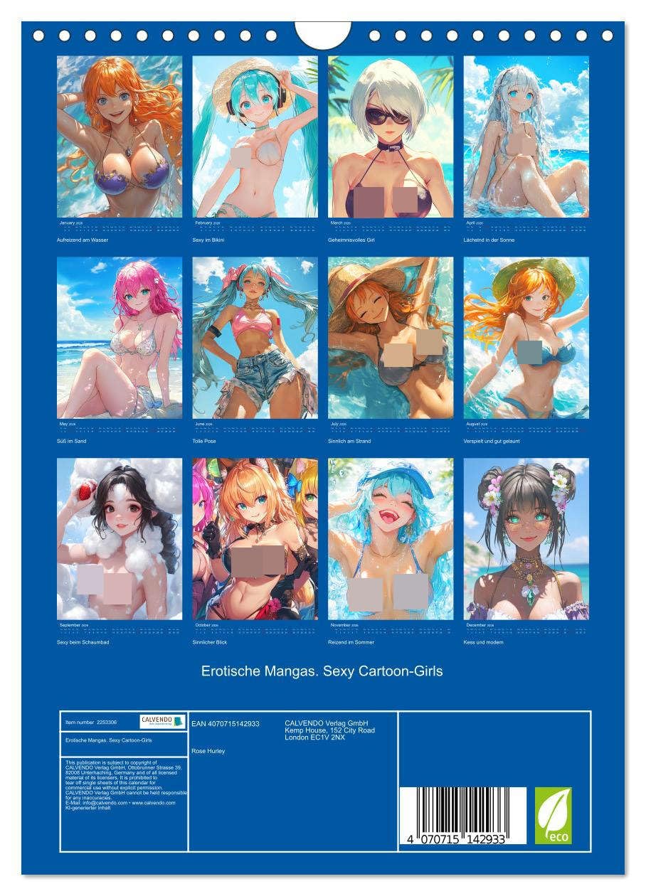 Erotic Mangas. Sexy Cartoon-Girls UK-Version (Wall Calendar 2026 DIN A4 Portrait), CALVENDO 12 Month Wall Calendar โ image 1