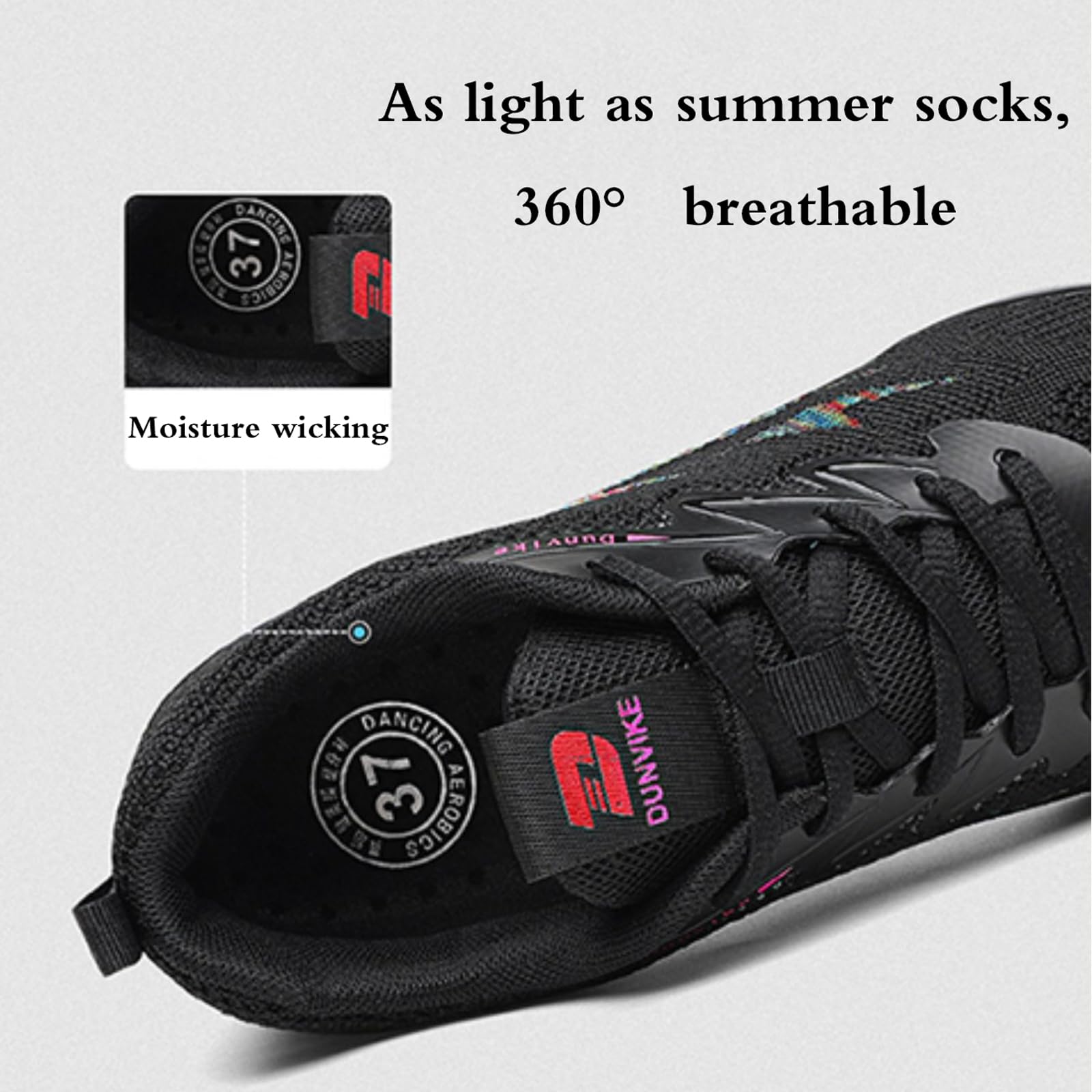 Lace Up Tanzsneaker,Trainer Leichte Jazz Fersenschuhe,Training Tanzsneaker,﻿Superleichte Tanzsneaker,Damen Jazz-Schuhe Tanzsneaker,Atmungsaktiv,rutschfest,FüR Sport,Fitness,Tanzen