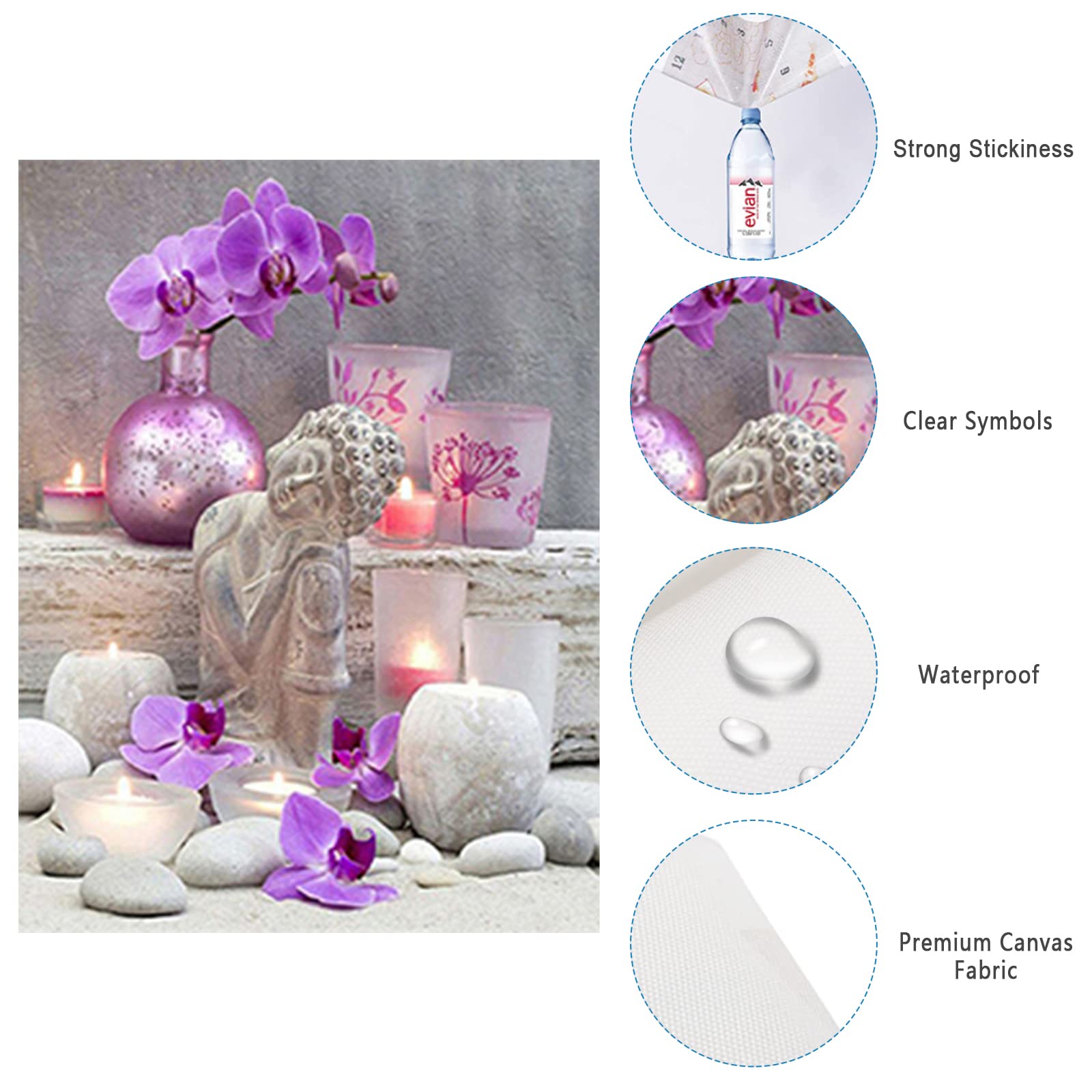 Kit Diamond Painting Orchidée 40x50 Cm - Pierres Carrées - Toile HD, Outils Inclus - Art Thérapie, Détente, Décoration
