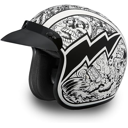 Daytona Helmets 3/4 Shell Open Face Motorcycle Helmet - DOT Approved, Lightweight & Comfortable, Vintage Design for Scooter, Cruiser & Street Bikes - Adjustable Fit, Enhanced Ventilation & Clear Visor