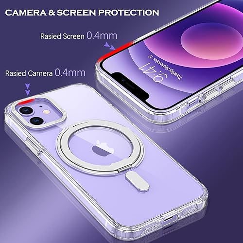 Miniatura 5 de YINLAI Funda para iPhone 11 Pro Max, magnética compatible con Magsafe con soporte de anillo giratorio de 360, soporte invisible, delgada,