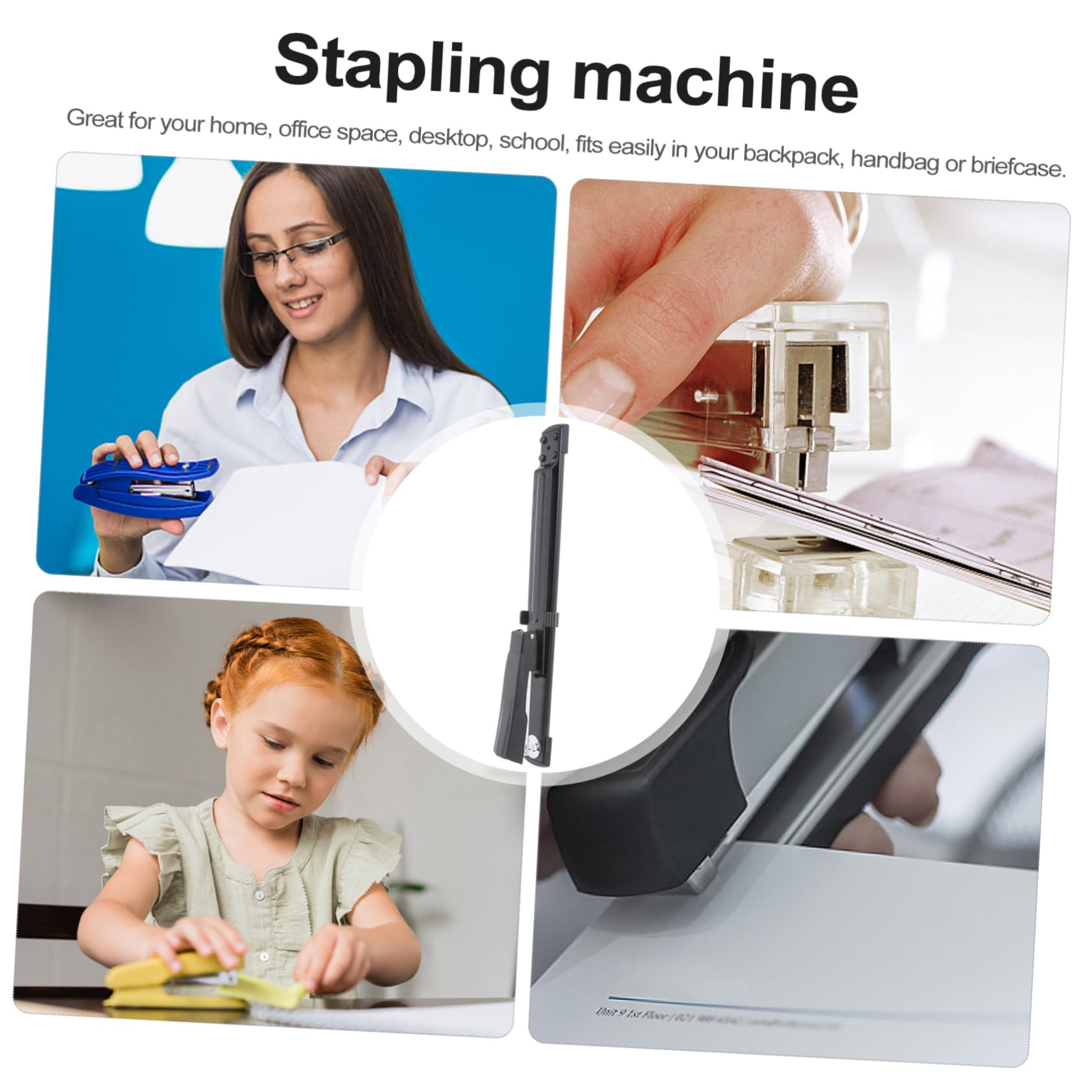 Cucitrice Braccio lungo Ufficio e Scuola, Pinzatrice Manuale da Scrivania in Metallo e Plastica Bordi Lisci, Strumento per Fissaggio Documenti in Casa, Ufficio e Aula
