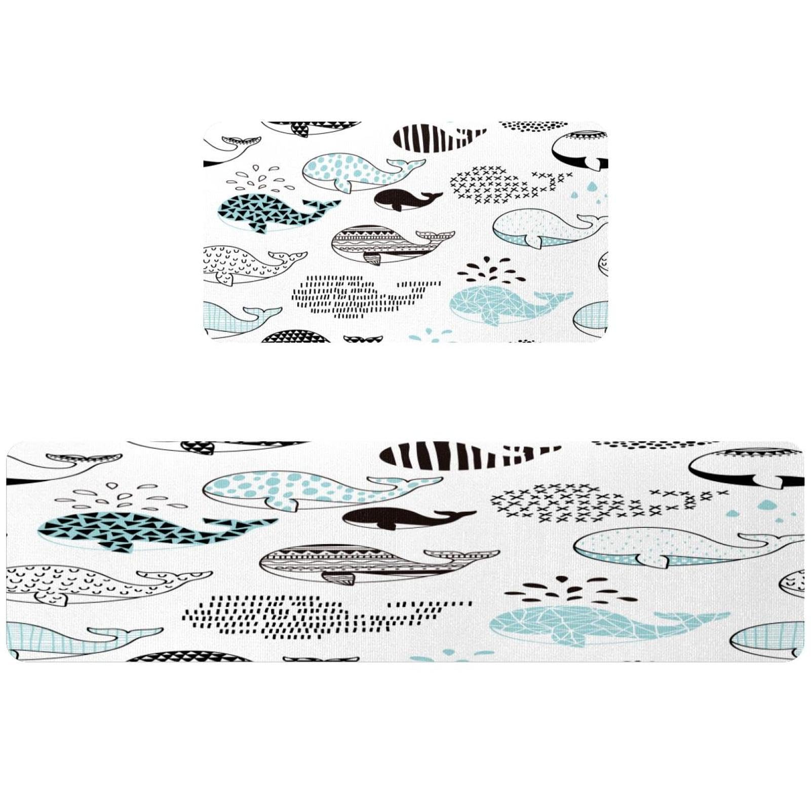 Tapis de cuisine baleine lot de 2 antidérapants et lavables