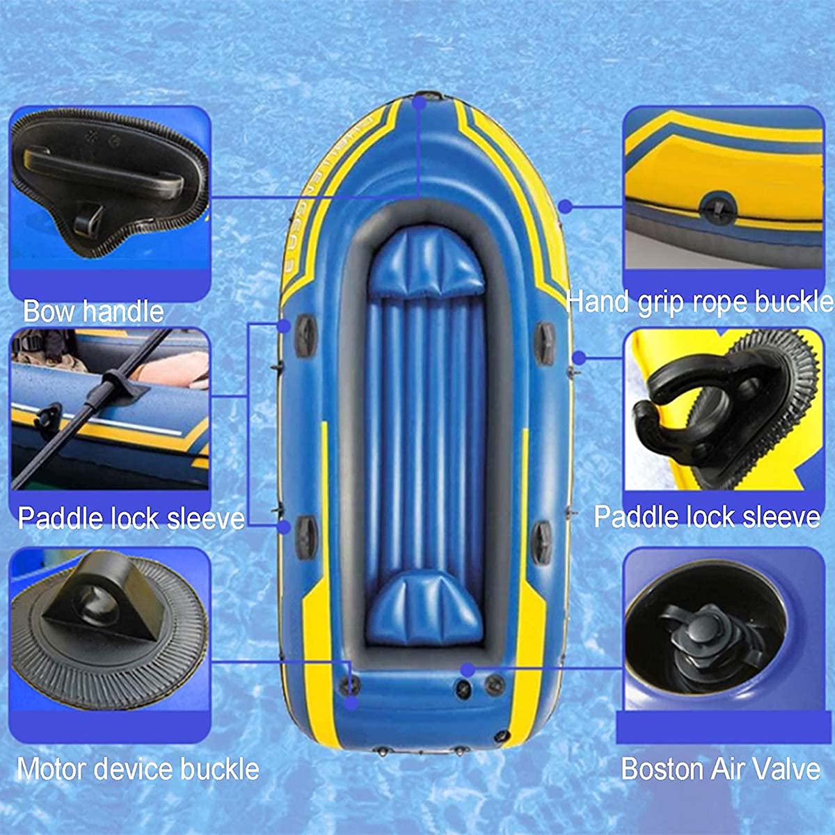 KANBUN Kayak, Set di Canoa Gonfiabile da 2-3 Persone, zattera di Barca in Kayak Marino, gommone Sport Acqua