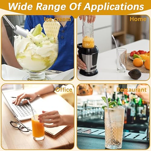 Miniatura 5 de Cuchara de acero inoxidable para mezclar y agitar 10 unidades, cuchara de té helado reutilizable, cuchara de helado delicada, cuchara agitadora en