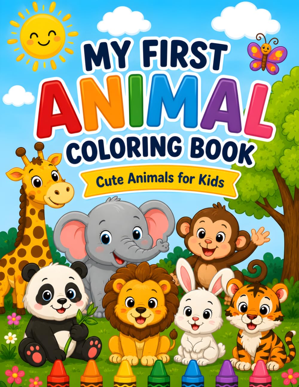 Animal Coloring Book for Kids: Fun and Easy Coloring Pages Featuring Cute Animals for Kids | Preschool, Kindergarten, and Early Learning Activity Book