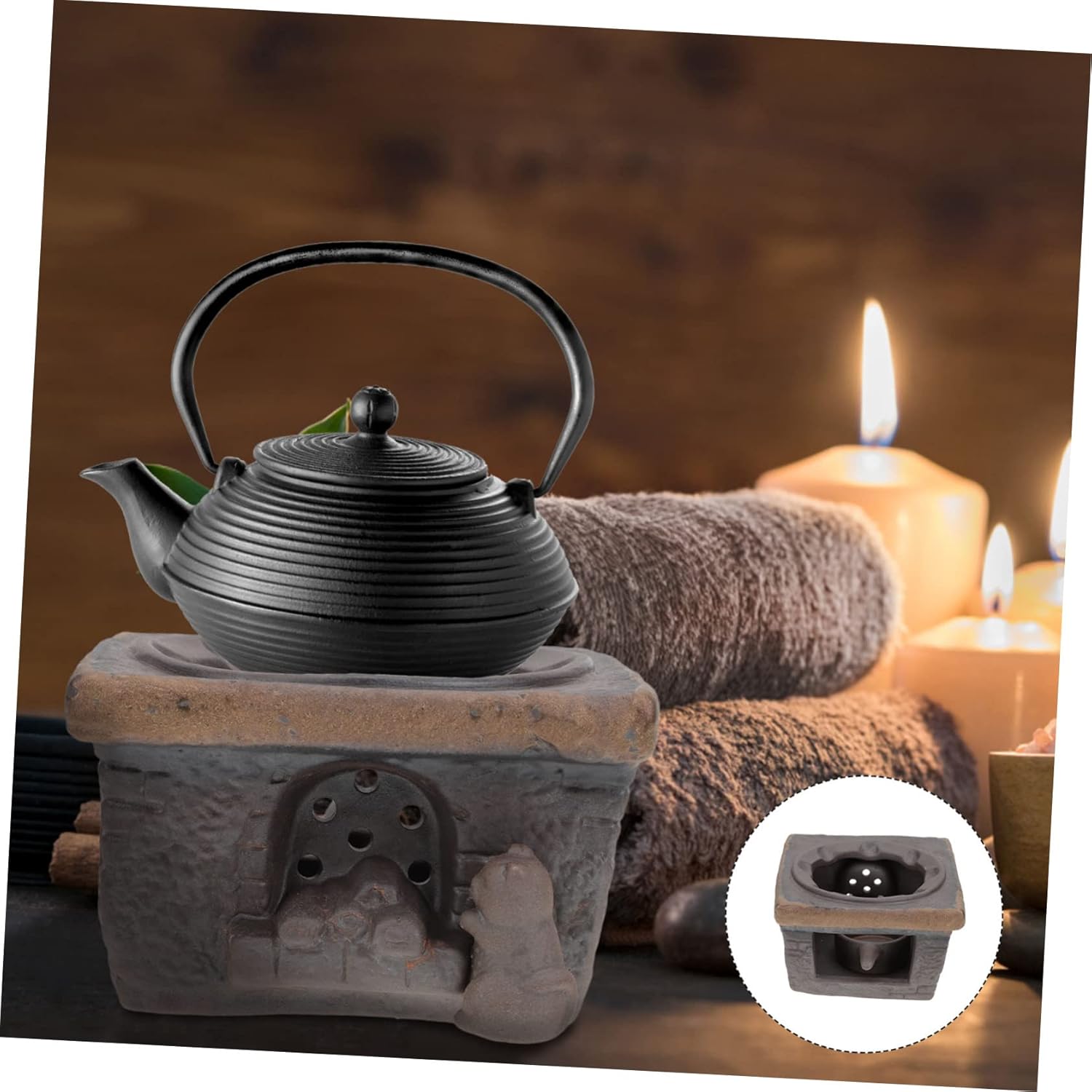 Ciieeo Retro Tea Stove Holder Teapot Warmer Tea Stove Base Home Decorative Heater