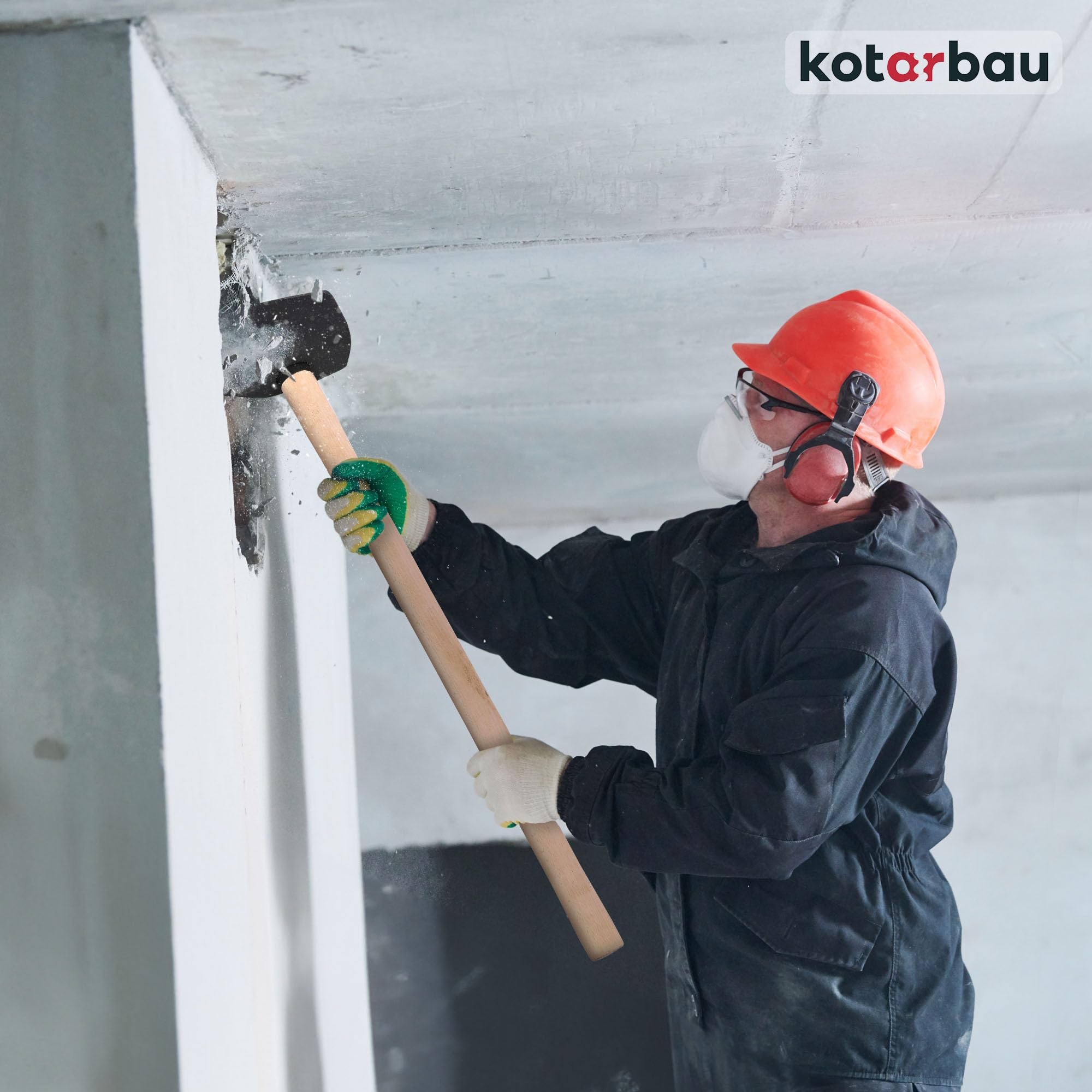 KOTARBAU® Hammer - 10 kg - Schlosserhammer mit Holzstiel - 90 cm - Vorschlaghammer - mit robustem Kopf - Ergonomisch - Heimwerker Werkzeug - Stahl