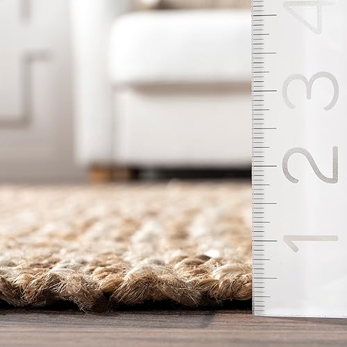 Miniatura 2 de nuLOOM Suchin - Alfombra de área tejida de yute con borlas, 5 x 8, natural