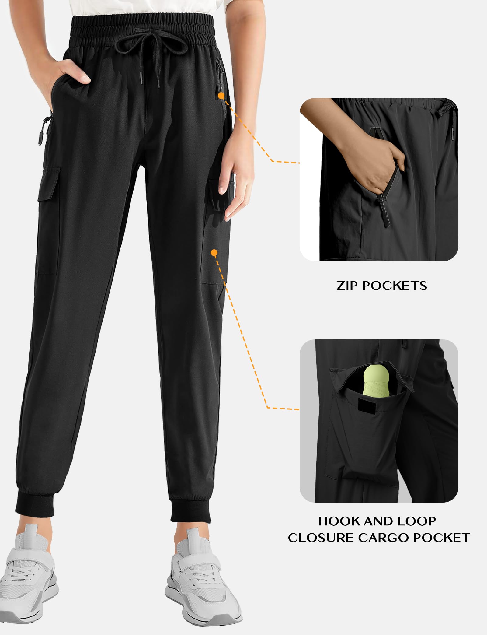 Buauty Lightweight Hiking Pants Women,Quick Dry Joggers Cargo Pants Casual Workout Travel Athletic Summer with Pockets 2024 Black
