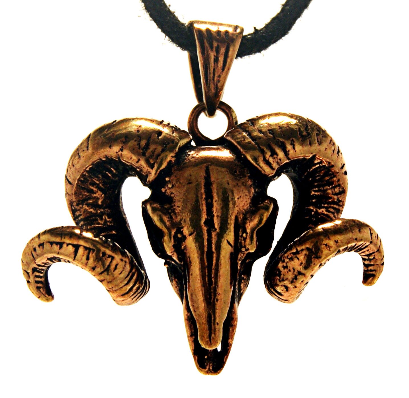 Kiss of Leather Widderkopf Anhänger aus Bronze mit Baumwollband Br. 129