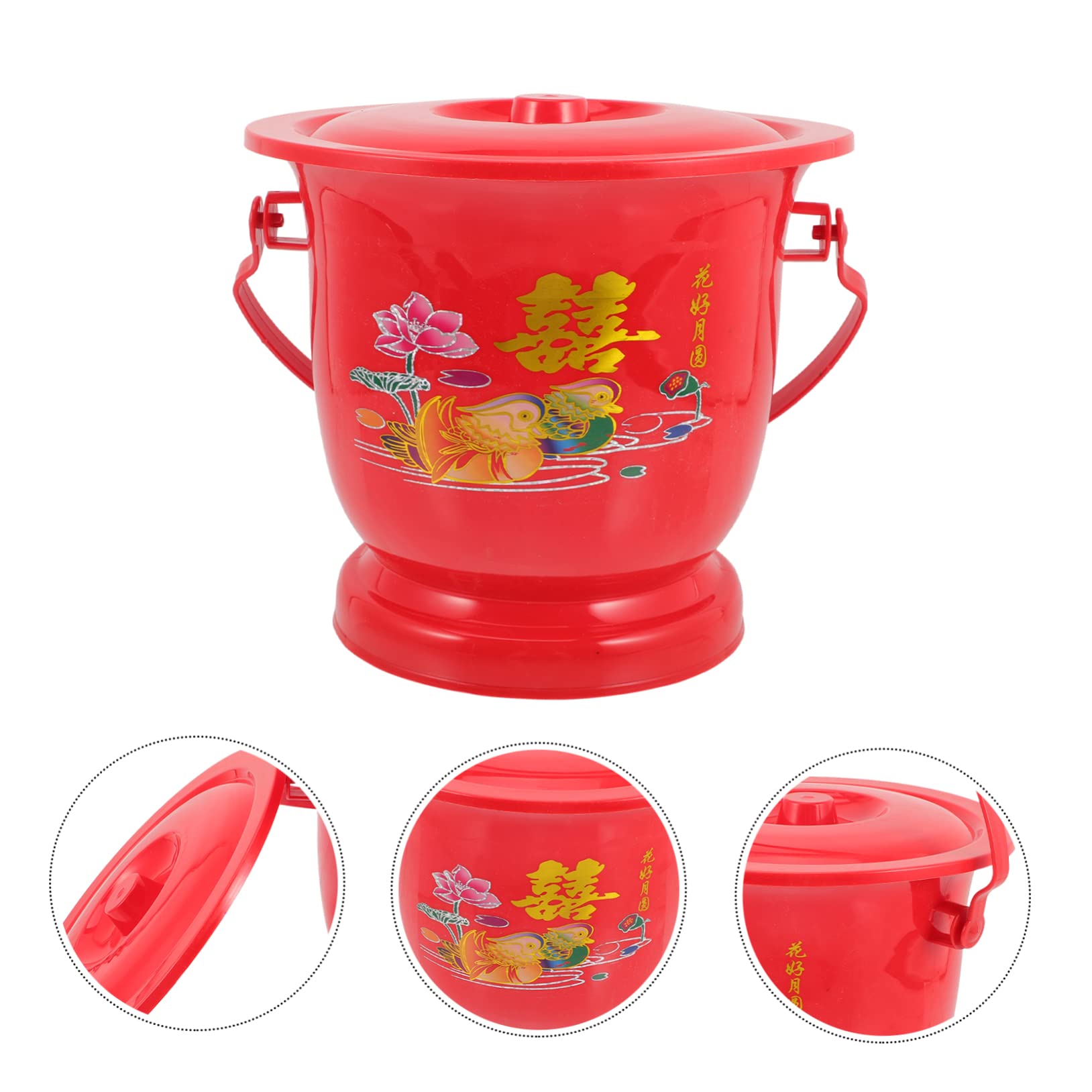 Orinal Portátil Rojo de Plástico Tapa, Ligero y Estable