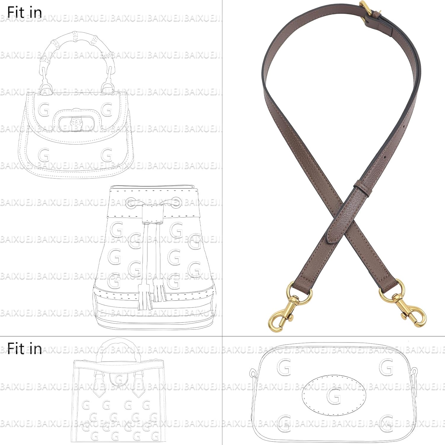 Retro Leather Shoulder Strap Crossbody Adjustable for Ophidia,Bamboo,Diana Junbo Series bags and Tote,Purse,Handbags Replacement Accessories