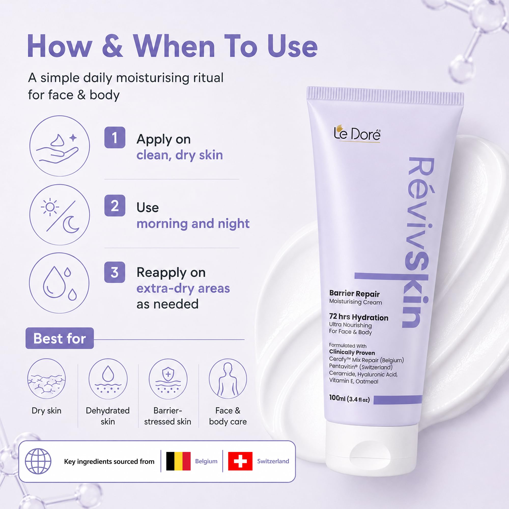 Le Dore Essential Kit With Shampoo, Moisturiser, Sunscreen & Face Wash | Mini Travel Kit | For Men & Women 3