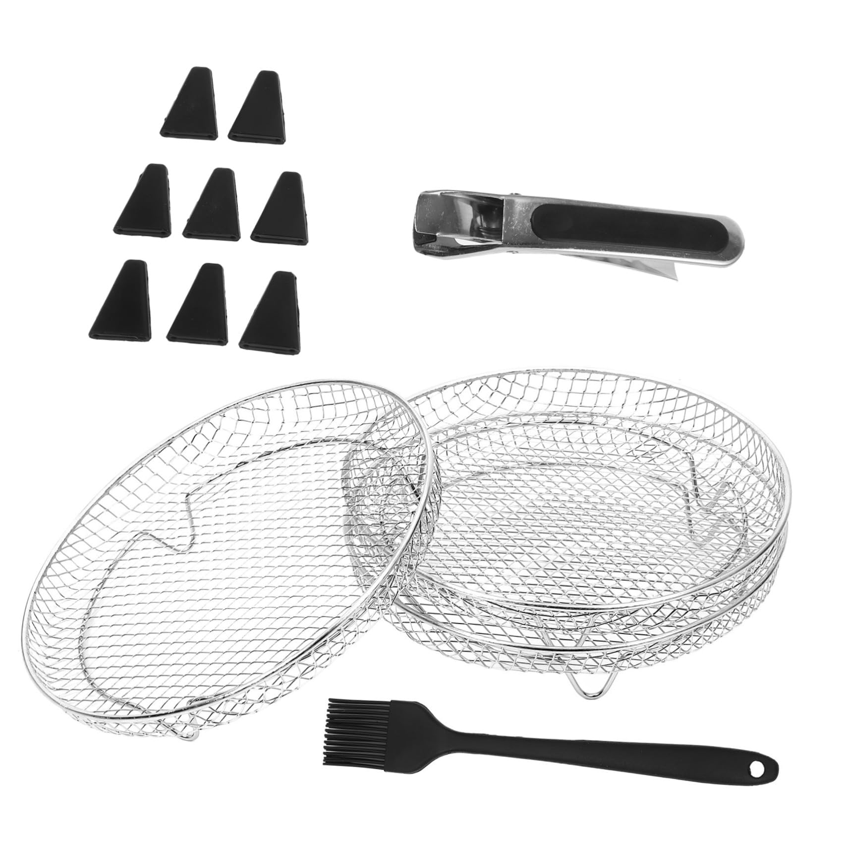 Mikikit 13piezas Accesorios para Freidoras de Aire con Rejilla Apilable de Acero Inoxidable Unidades Bandeja para Hornear Redonda para Deshidratación y Cocción Freidora de Aire