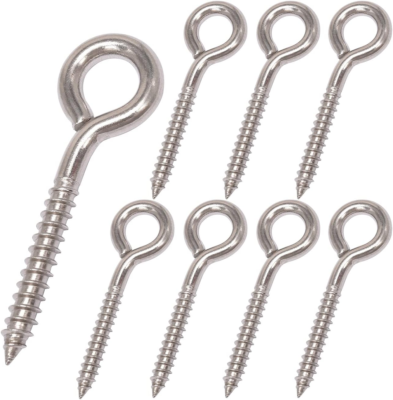 SHONAN 3.2" Stainless Steel Eye Screws for Wood, 8 Pcs