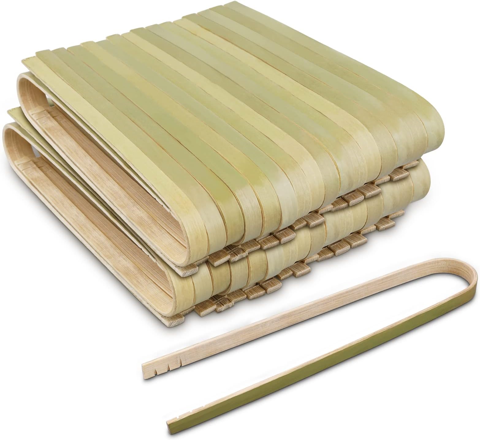 Mini Bamboo Tongs Disposable 100 Pcs 6.2 Inch Long Wooden Tongs for Charcuterie Large Cooking Utensils for Toaster Serving Food Natural Green for Catering Buffet Home