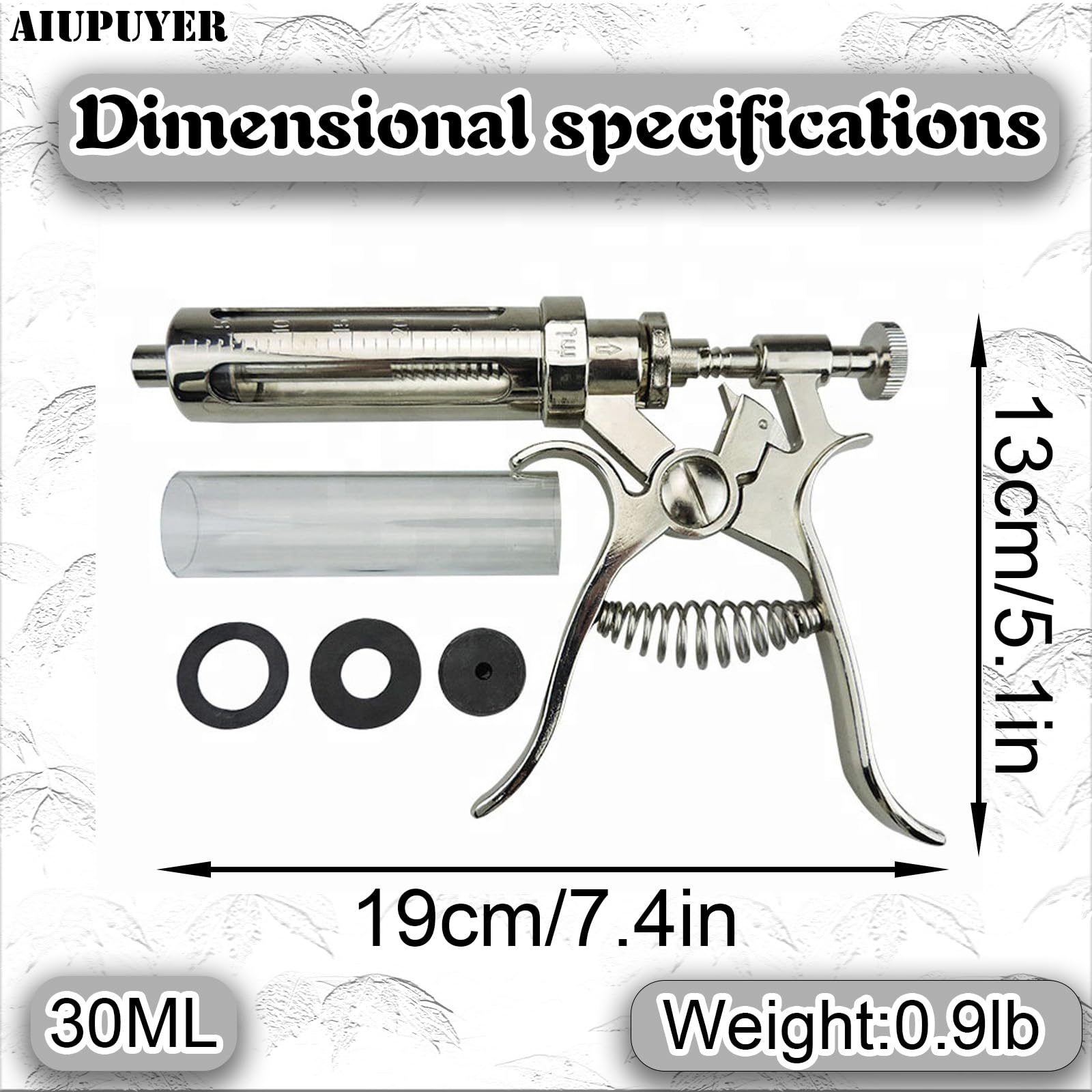 10ML kontinuierliche Viehspritze, einstellbare und Wiederverwendbare Präzisionspumpe für Tierarzneimittelspender, für Pferde, Schafe, Rinder, Zucht- und Zuchtgeräte mit 10 Edelstahlnadeln