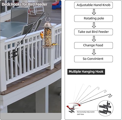 Miniatura 3 de Gancho de cubierta para colgar plantas al aire libre, colgador de comedero de pájaros para barandilla de cubierta, soporte de ganchos de pastores