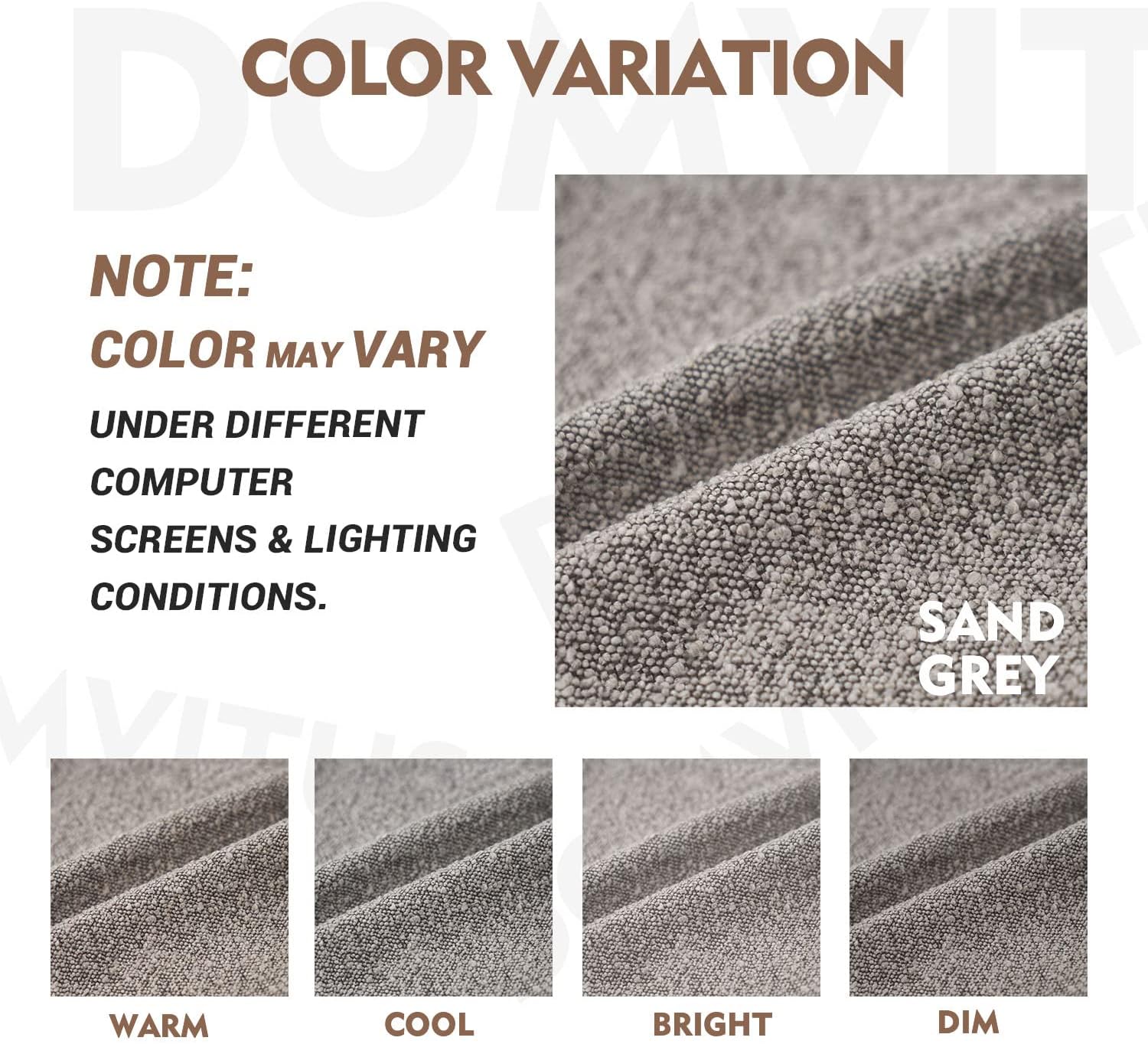 DOMVITUS Luxury Decorative Throw Pillow Cover 18 x 18 Inch Textured Boucle Square Sofa Couch Pillow for Living Room Woven Accent Cushion Case, 1PC, Sand Grey - Image 8