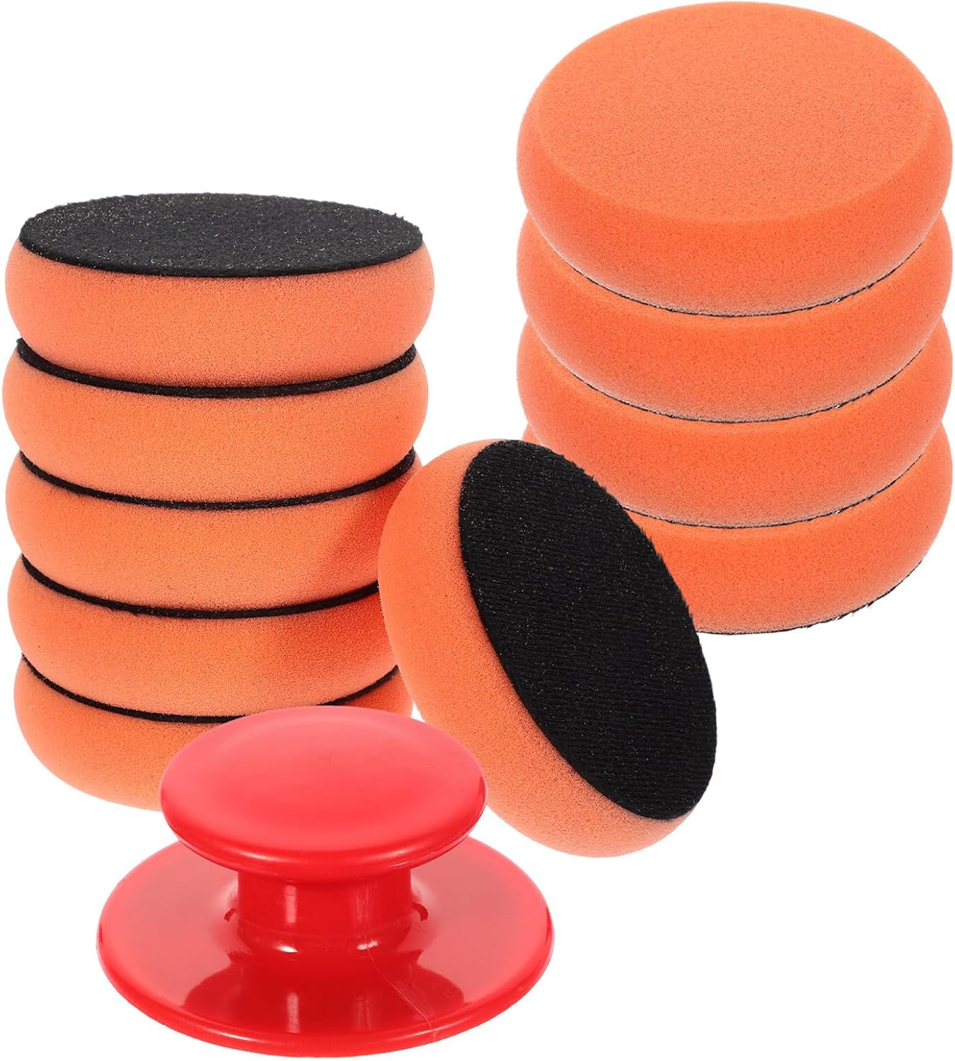 Car Wax Sponge Applicator Set with Palm Handle, Refillable Foam Buffing Pads for Professional Polishing and Waxing, Washable Plastic Sponge Tool for Auto Detailing and Car Care