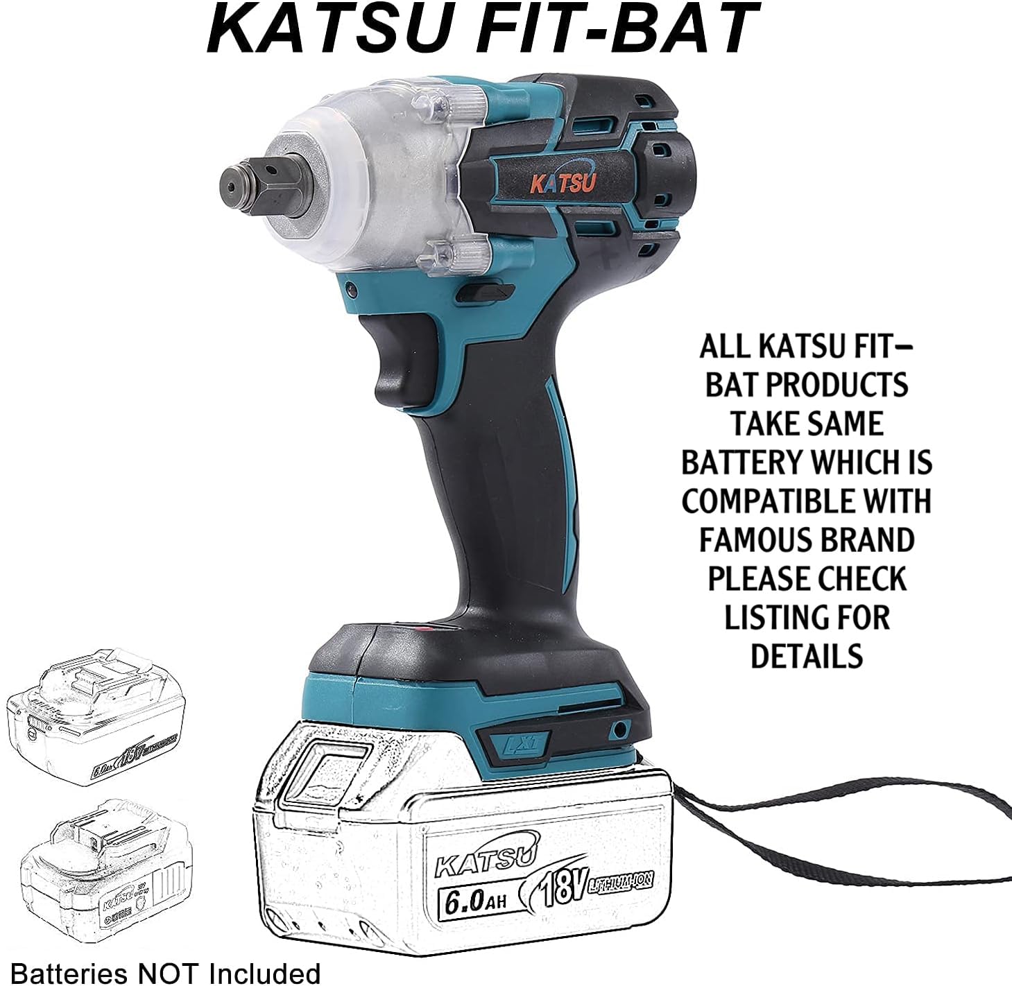 Avvitatore ad Impulsi a Batteria KATSU FIT-BAT 21V 400N.M 1/2" Senza Batterie (Solo Macchina) 102474