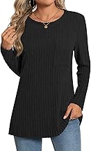 Bestbee Ladies Fall Long Sleeve Jumpers Crew Neck Tunic Dressy Sweater Shirts for Leggings Women's Casual Blouses