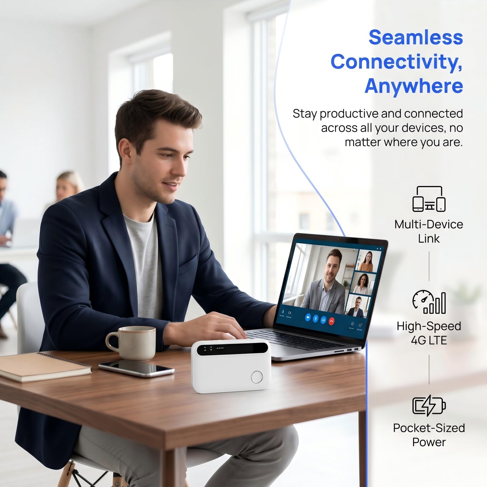 Routeur 5G Portable,WiFi 6 avec Slot SIM Déverrouillé – Modem 5G Carte SIM, Internet Mobile Haut Débit 5G/4G+, Jusqu’à 28 Appareils, Idéal Voyage & Télétravail-M