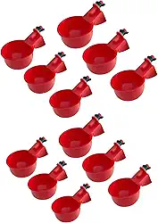 Bebedouro Automático para Aves Kit com 12 Unidades, Controle de Nível de Água, para Galinheiro e Gaiola (Vermelho, Pequeno)