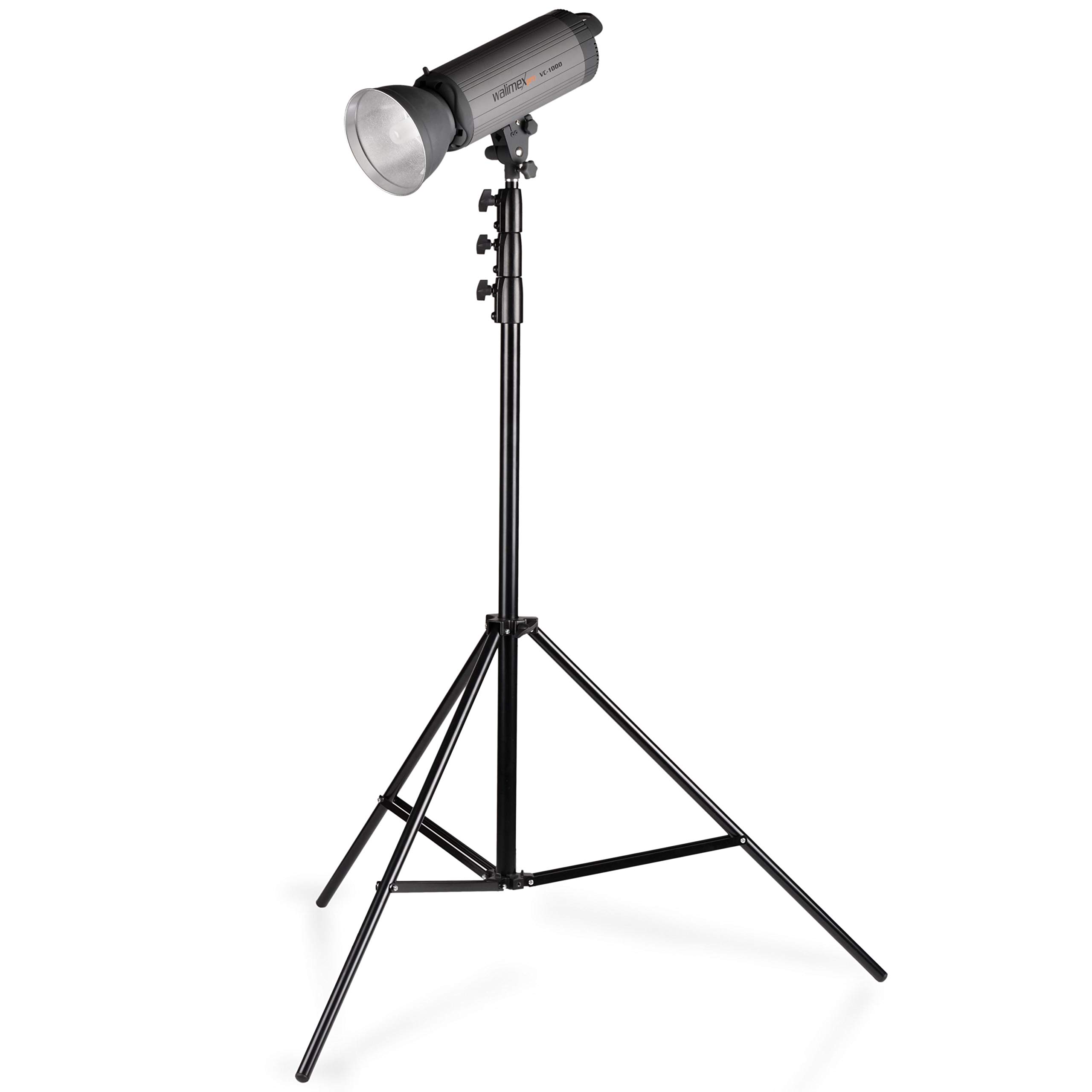 Walimex pro AIR 355 Soporte de luz - Trípode con suspensión de aire, altura máx. 355 cm, carga 8 kg, alto y estable, aluminio, para estudio de fotografía o exterior con bolsa