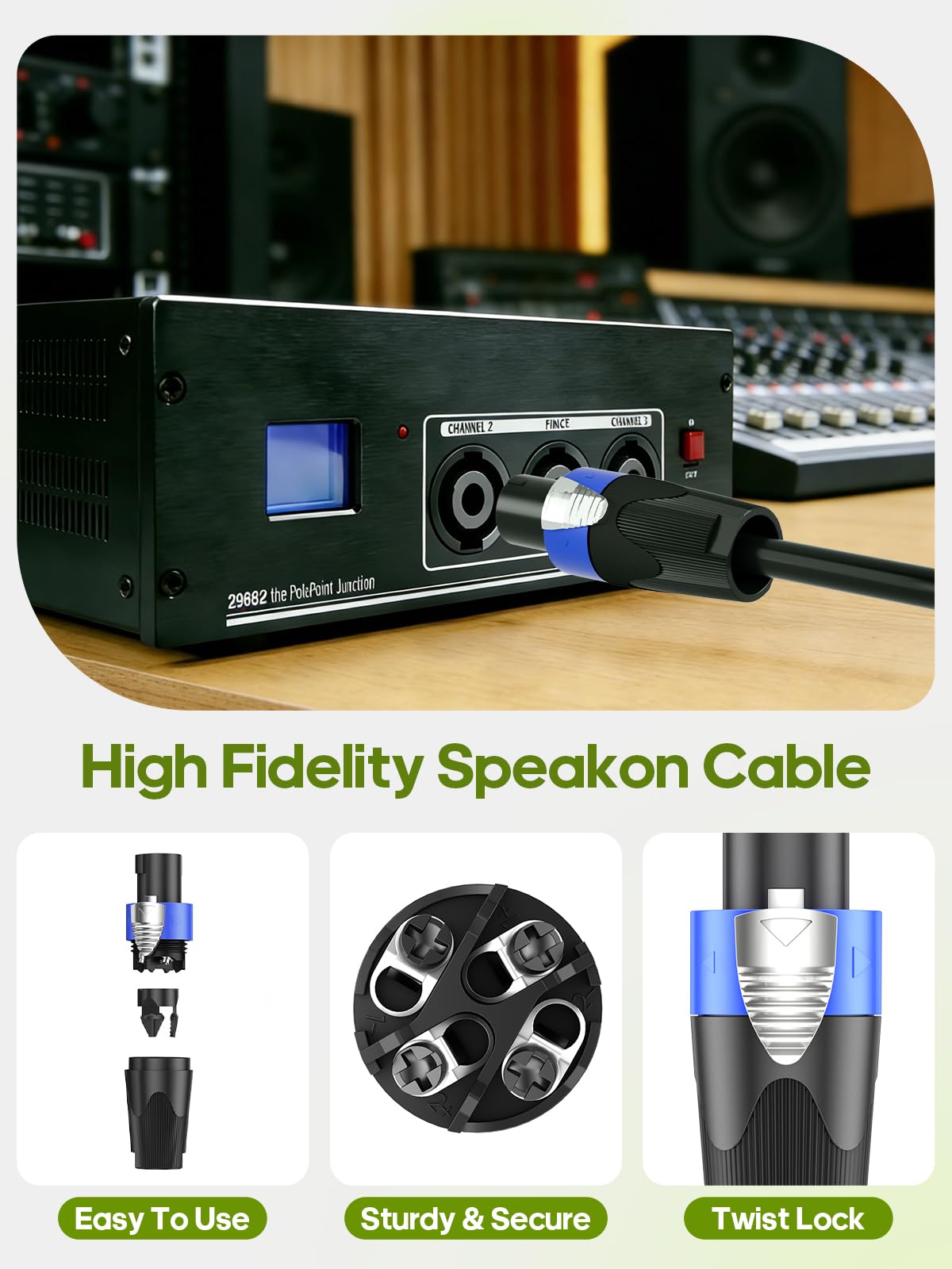 GCTBL 10M Câble Speakon 4 Conducteurs 15AWG en Cuivre OFC 99,95% Pur pour Amplificateur Audio DJ/PA Enceintes Professionnel Câble de Haut-Parleur
