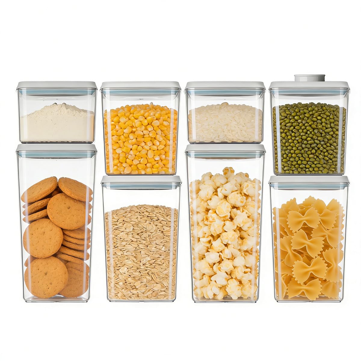 Airtight Food Storage Container with One-Touch Lid, 8-Piece Set (1.3, 2.1, 2.9, 3.6 QT* 2…