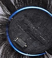 Vista 4 de Corona de cabello humano trenzado con clip para puntos calvos femeninos, con flequillo lateral, 10 pulgadas, negro natural