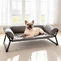 Lekereise Elevated Cooling Dog Bed Cot - Orthopedic Indoor/Outdoor Sofa Bed for Medium Dogs, 37x21.5in Grey, Washable X-Frame