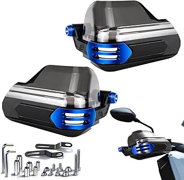 Universal Motorcycle Handguards PC Case and Red Aluminum Alloy Hand Guard Protector for Dirt Bike, Motorcycles, ATV - Blue