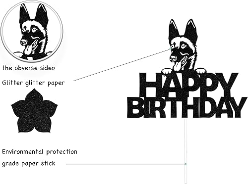 Miniatura 2 de Decoración negra de feliz cumpleaños para perro, decoración de pastel de cumpleaños de perro para mascotas, suministros de fiesta de primer