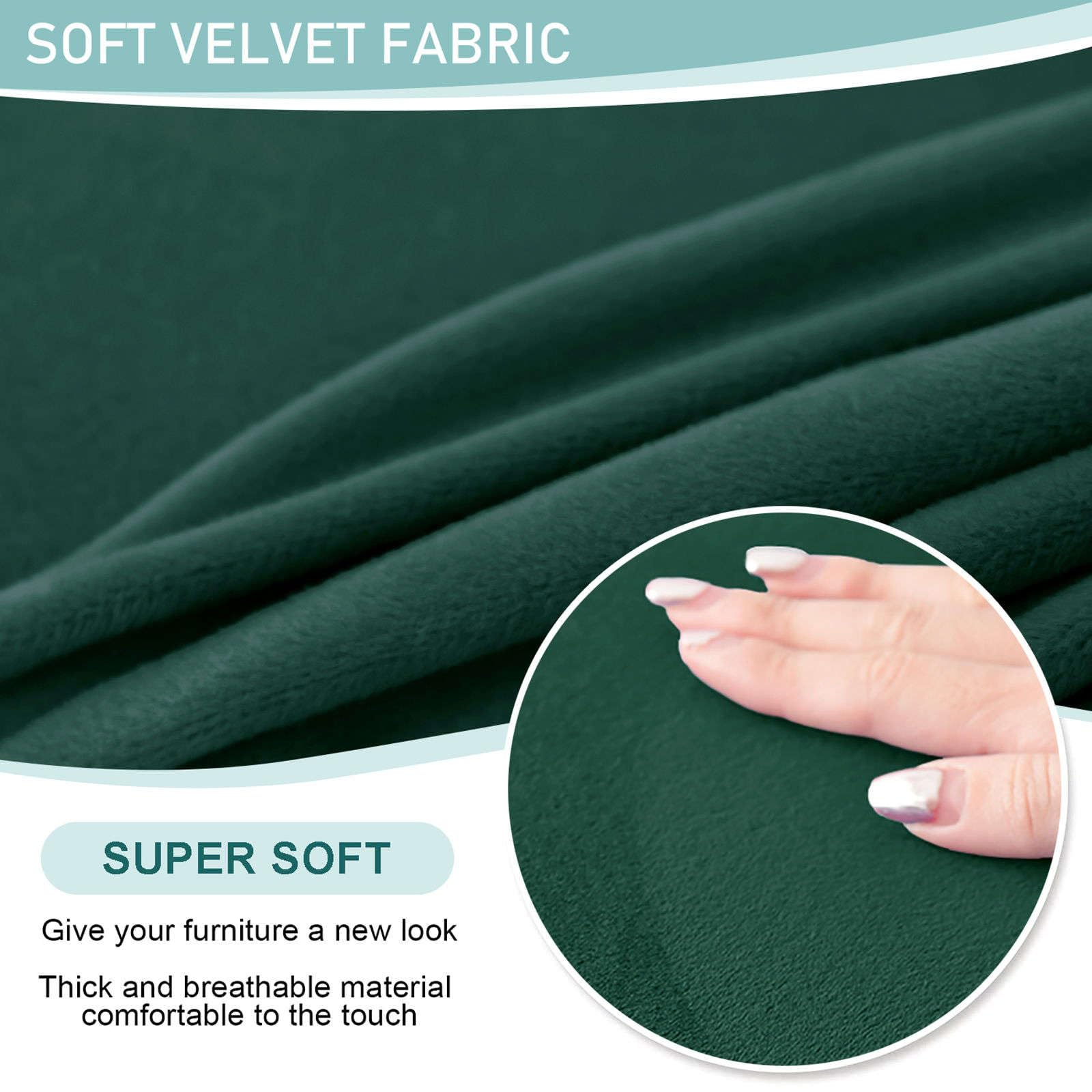 Coprisedia In Velluto Elastico Senza Braccioli, Sfoderabile, Light Green, 92% Poliestere E 8% Elastan, Protezione Per Sedia Da Pranzo - 3