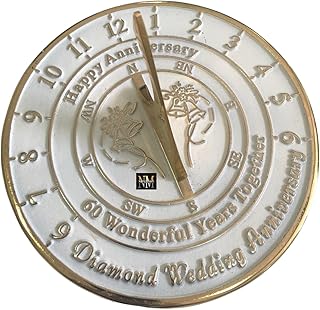 NauticalMart Wedding Anniversary Sundial Gift for Him or Her, Husband or Wife, Parents, Grand Parents, Couples to Celebrate Anniversary Unique Gift (60th Anniversary)