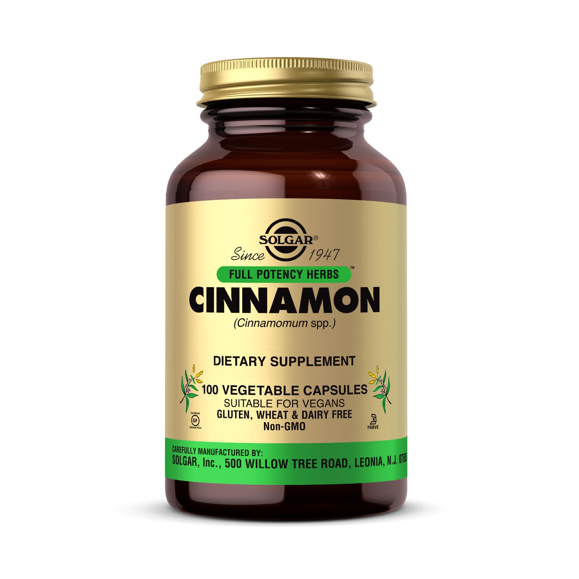 Cinnamon Vegetable Capsules - Pack of 100 - Fights Damage from Free Radicals - Naturally Sourced - Vegan, Kosher and Gluten-Free