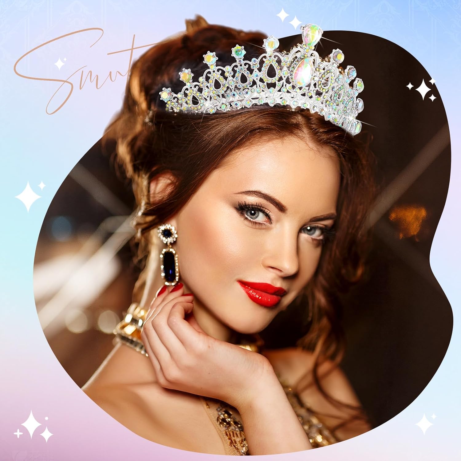 12 Pcs Crystal Tiara and Princess Crown with Comb Crown Rhinestone Women Tiara Headpiece Queen Hair Accessories for Party Wedding Prom Halloween Cosplay Costume