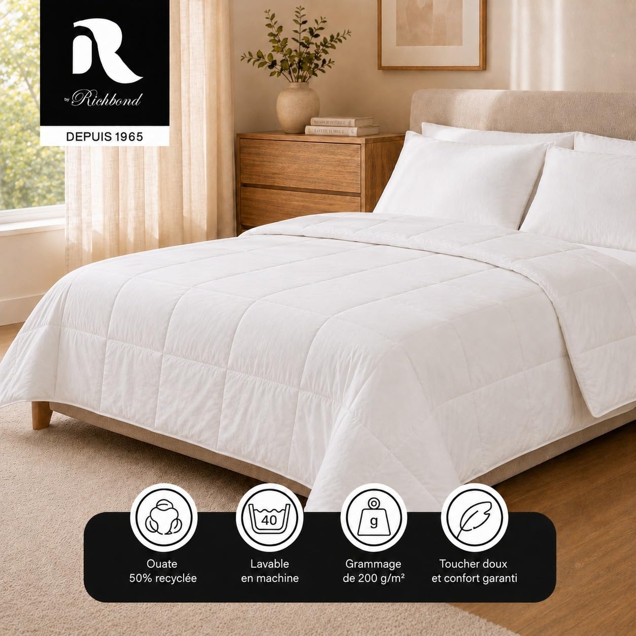Couette 220x240 Légère (200 g/m²) Lit 2 Personnes
