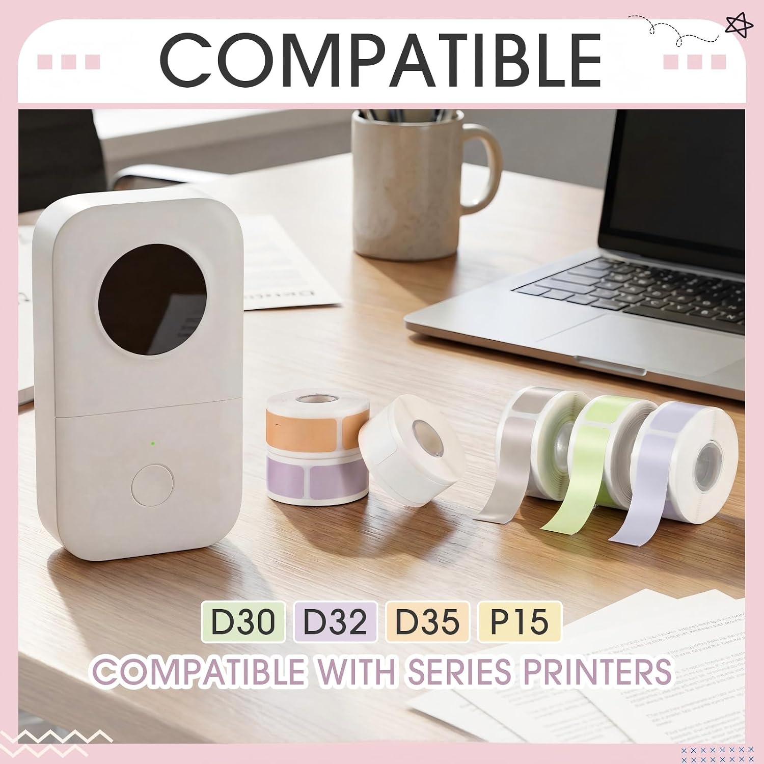 2560 Pcs Colored Label Tape Compatible with D30 Tape Adapted Label Print Paper Thermal Sticker Paper 12mm x 40mm (0.47 x 1.57 Inches) 160 Tapes/roll for Home Office image 5