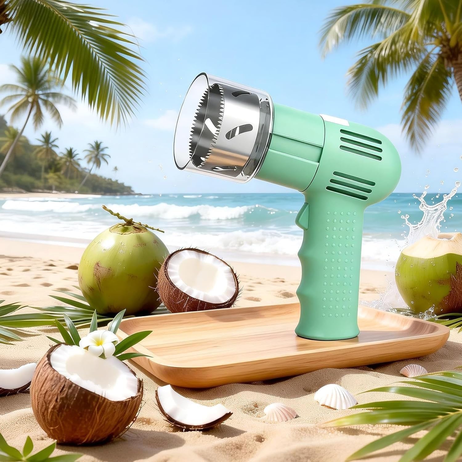 Reusable Stainless Steel Coconut Shell Peeler Piercing Tool for Fruit Shops and Supermarkets(Green)