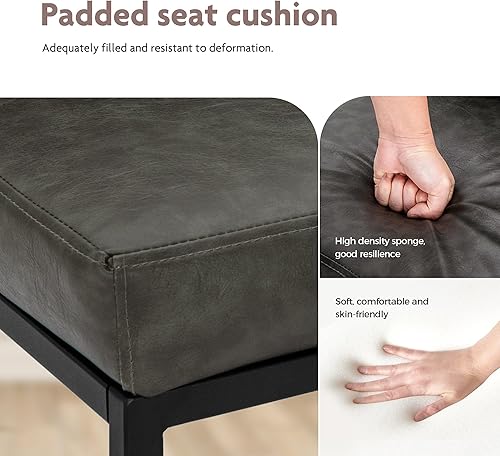 Miniatura 5 de ALPHA HOME Juego de 2 taburetes de bar de 24 pulgadas con altura de mostrador, taburetes de bar modernos de piel sintética con respaldo tapizado,