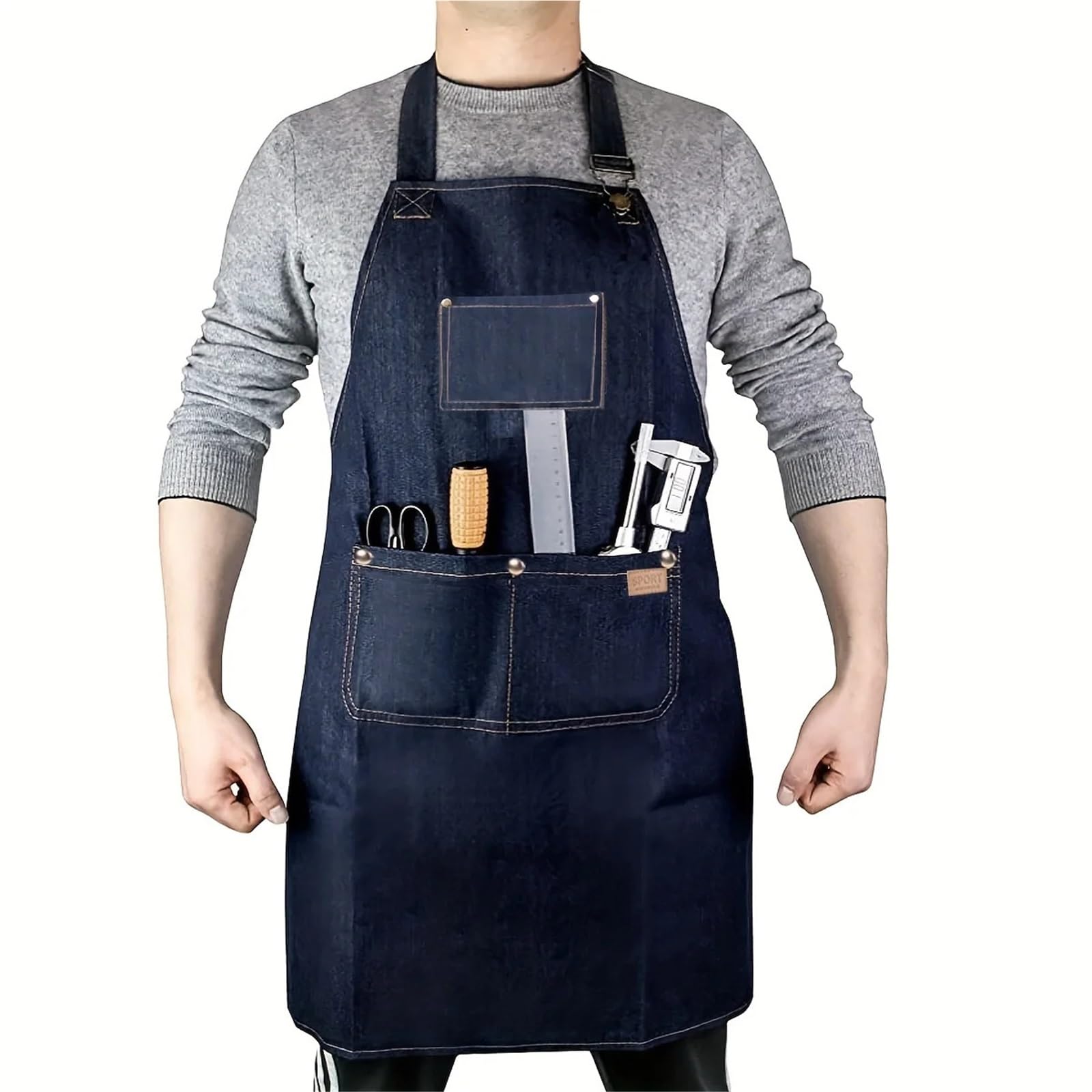 Delantal de herramientas vaquero ligero con bolsillos, delantal lona encerado impermeable for hombres y mujeres, trabajo ajustable, 2 uds Para Hogar