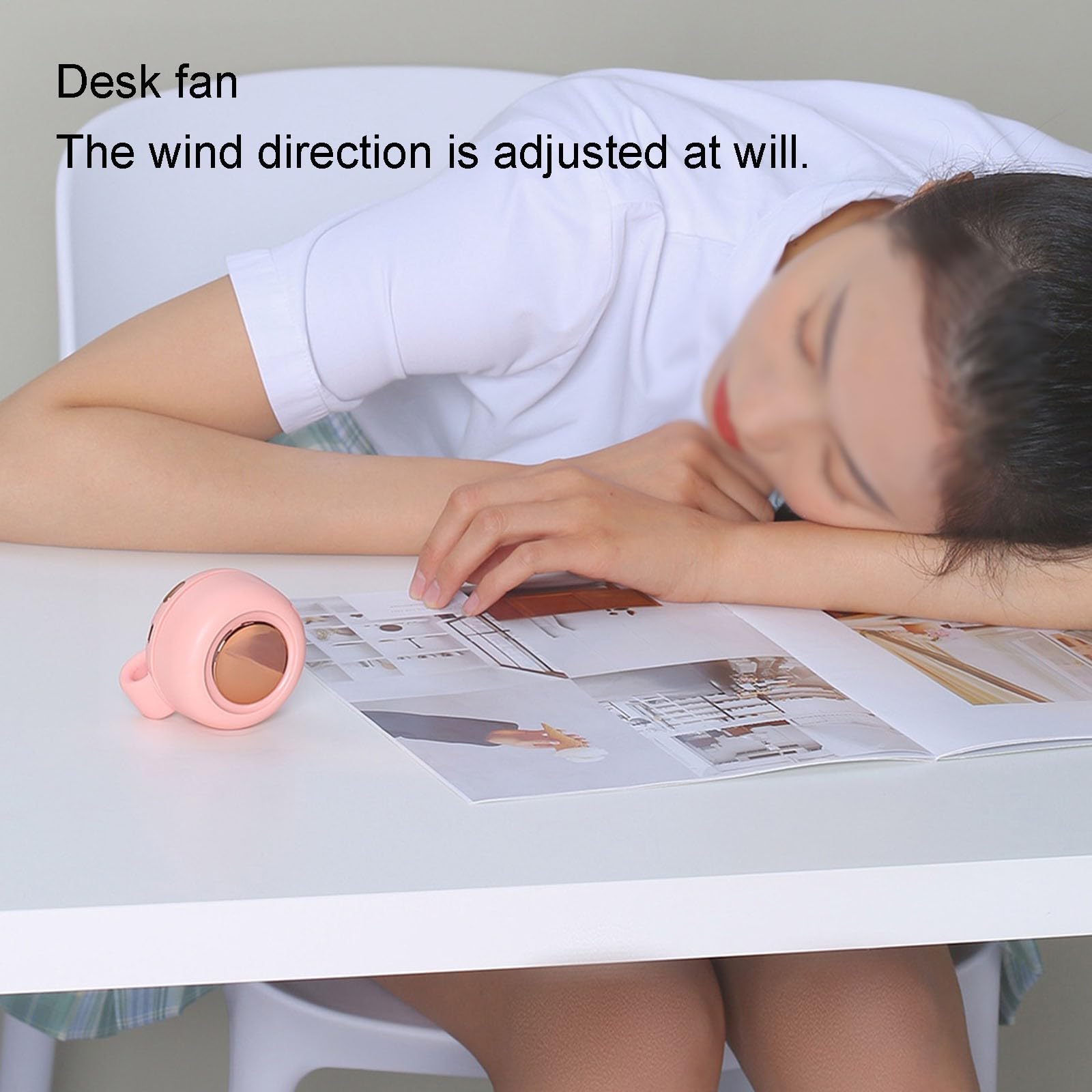 Ventilador de cintura para debajo de la camisa, ventilador de cintura para colgar, 3 velocidades ajustables, rotación de para 360°, brisa fresca ()
