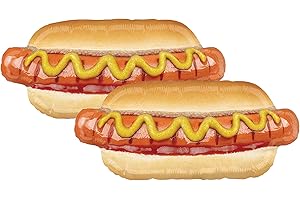 Set of 2 Hot Dog Jumbo 34" Foil Summer Picnic BBQ Party Balloons