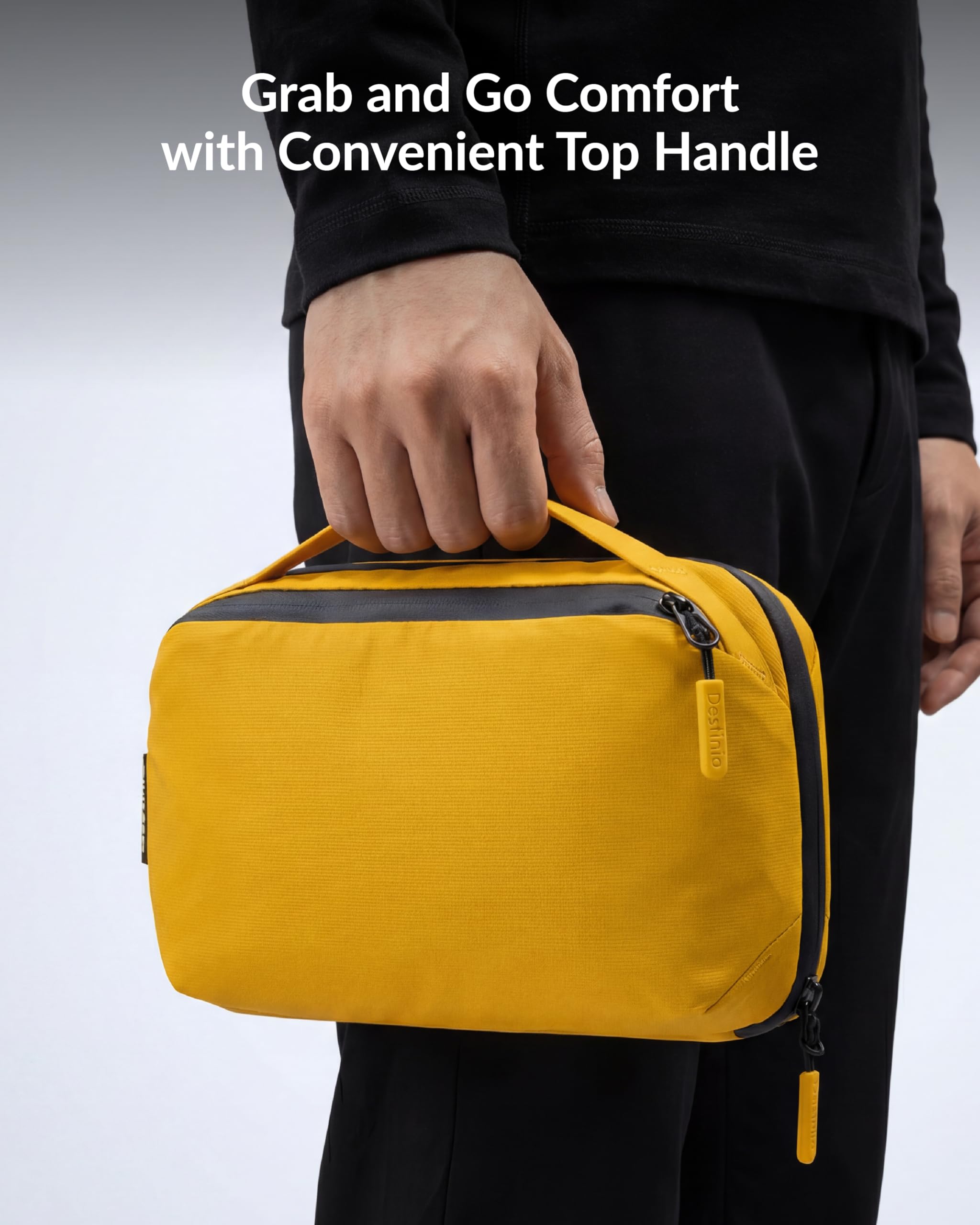 Destinio Electronic Gadget Organizer Bag - Waterproof Padded Tech Pouch for USB Cable, Travel Adapter, Laptop Mobile Charger, Power Bank, Ear Phones,Hard Disk, Digital Accessories Organiser (Yellow) 4
