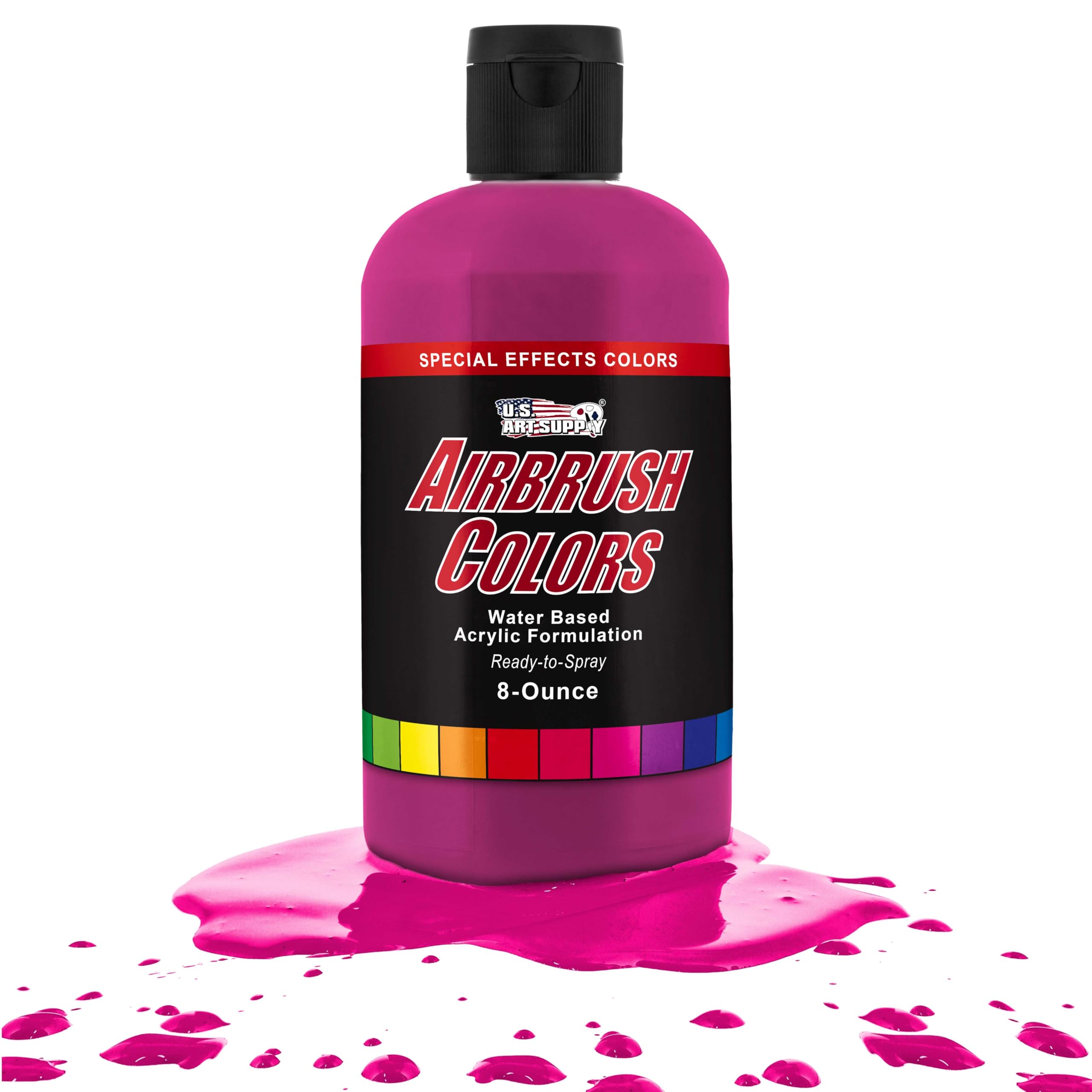 U.S. Art Supply Neon Magenta Acrylic Special Effects Airbrush Paint - 8oz Ready to Spray Air Brush Paint for Nails, Models, Fabric - Water-Based Air
